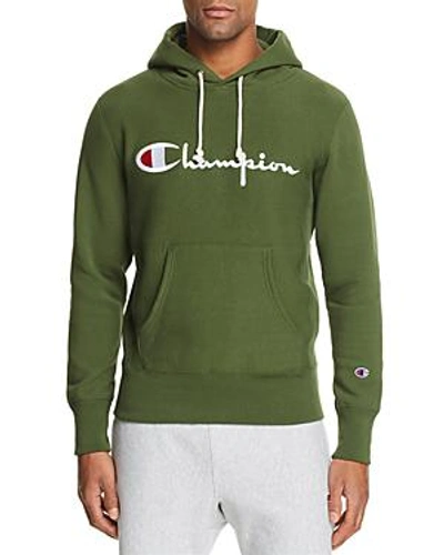 Shop Champion Embroidered Logo Hooded Sweatshirt In Deep Pine Green