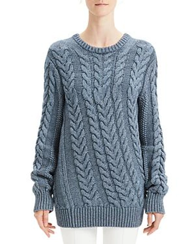 Shop Theory Twisted Cable Sweater In Denim