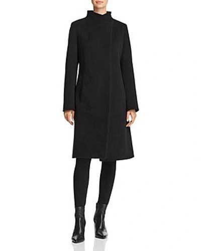 Shop Cinzia Rocca Wool & Cashmere Hidden Snap Coat In Black