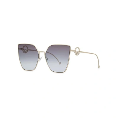 Shop Fendi Gold-tone Cat-eye Sunglasses In Gold And Other