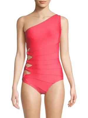 carmen marc valvo one shoulder swimsuit