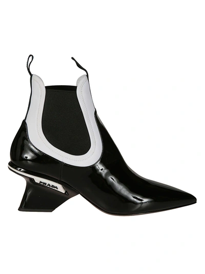 Shop Prada Chelsea Ankle Boots In White Black