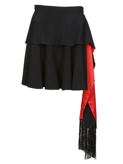 Shop Alexander Mcqueen Ruffled Mini Skirt In Black/red