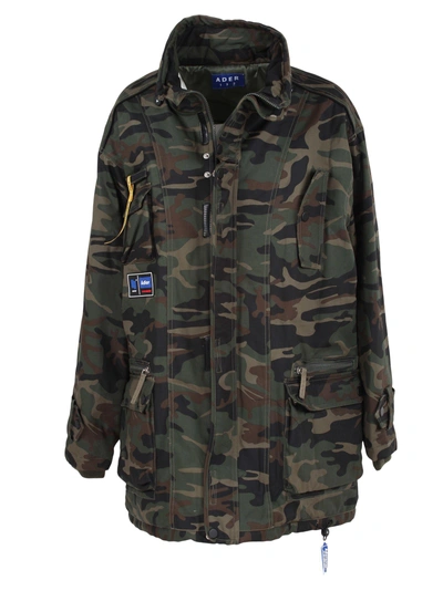 Shop Ader Error Camouflage Coat In Khaki