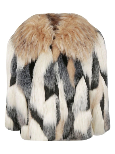 Shop Elisabetta Franchi Celyn B. Cropped Fur Jacket In Multicolor