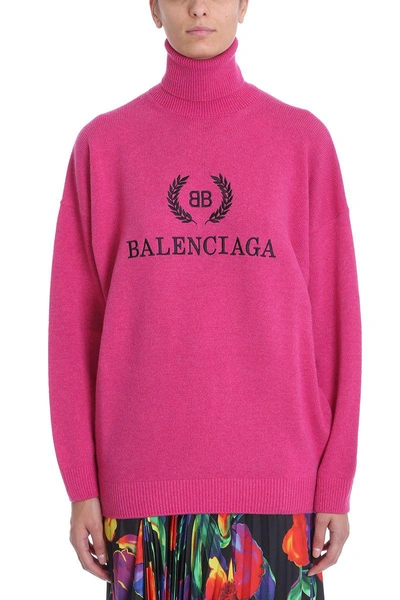 Shop Balenciaga Logo Knitwear Sweater In Rose-pink