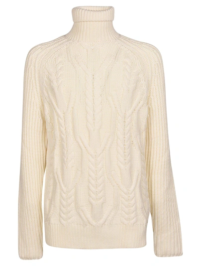 Shop Neil Barrett Cable Knit Pullover In Bianco Sporco