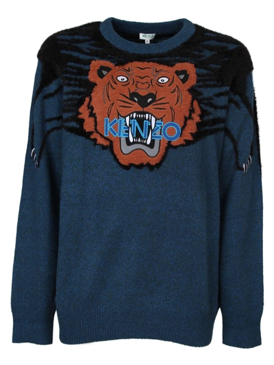 Shop Kenzo Tiger Knitted Sweater In Sapin
