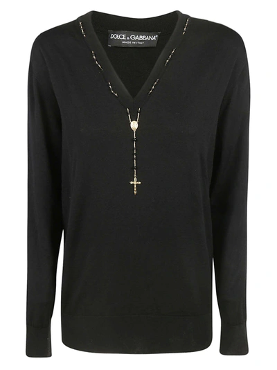 Shop Dolce & Gabbana Rosary Sweater In Black