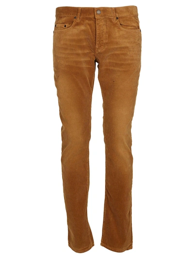Shop Saint Laurent Slim Fit Corduroy Trousers In Brown