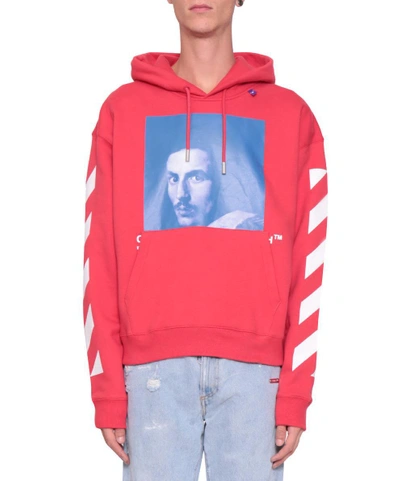 Off-white Diagonal Bernini Cotton Hoodie In Red | ModeSens