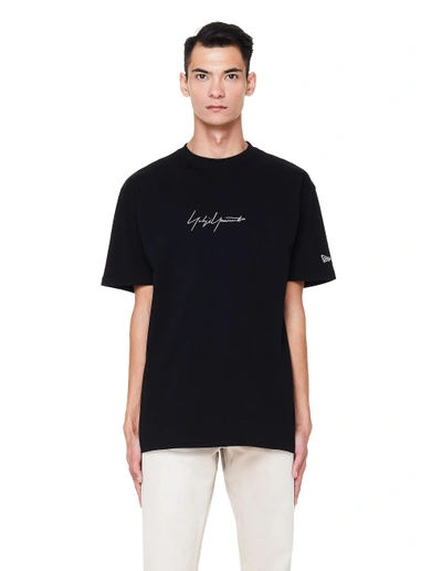 Shop Yohji Yamamoto Black Logo Embroidered T-shirt