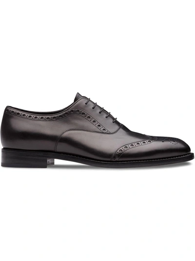 Shop Prada Lace-up Oxford Shoes - Black