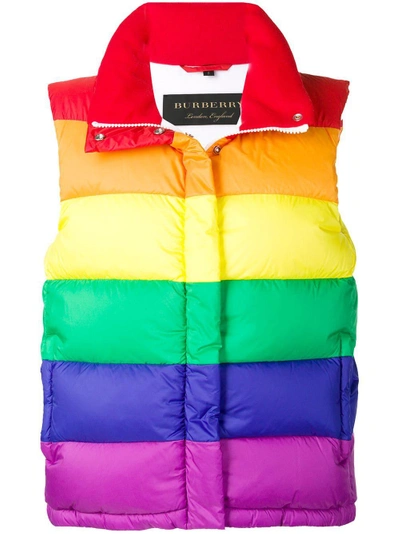 Shop Burberry Rainbow Down-filled Gilet - Red