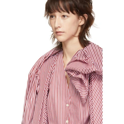 Shop Y/project Red And White Bow Blouse In Red Stripe