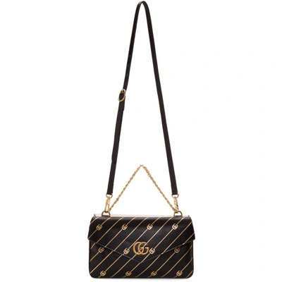 Shop Gucci Black & Off-white Thiara Double Bag