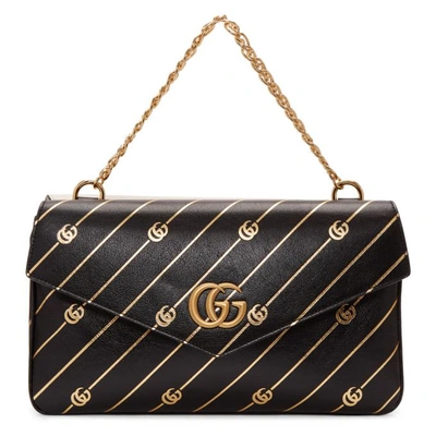 Shop Gucci Black & Off-white Thiara Double Bag