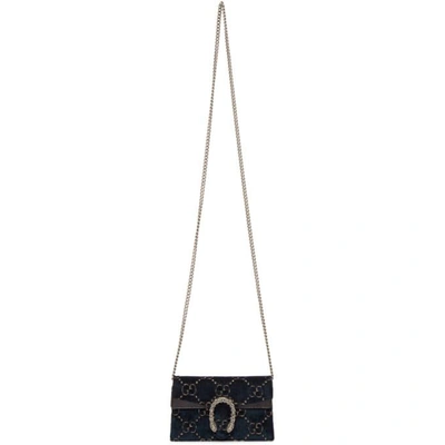 Shop Gucci Blue Velvet Supermini Dionysus Gg Wallet Chain Bag In 4264 Blue