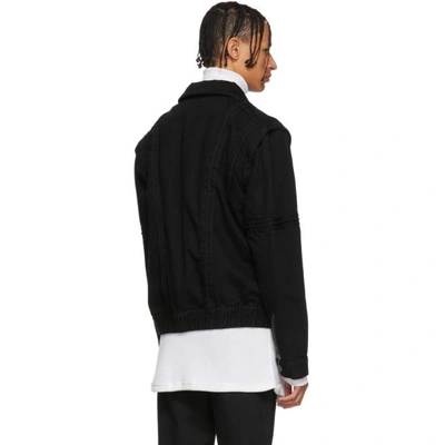 Shop Givenchy Black Denim And Shearling Biker Jacket In 001 Black