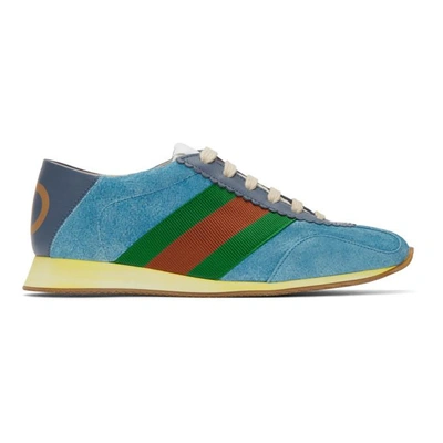 Shop Gucci Blue Suede Sneakers In 4361 Blue