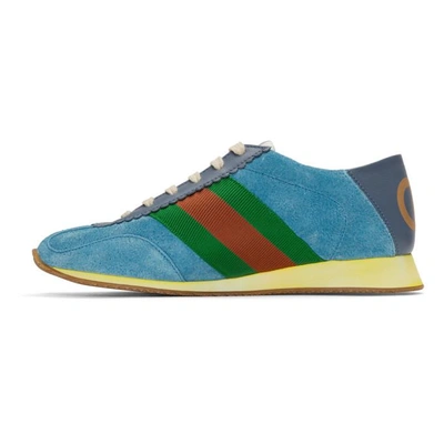 Shop Gucci Blue Suede Sneakers In 4361 Blue