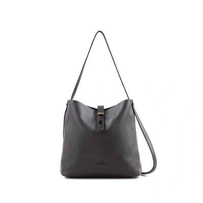 Shop Hogan Hobo Iconic M Leather Shoulder Bag In Black