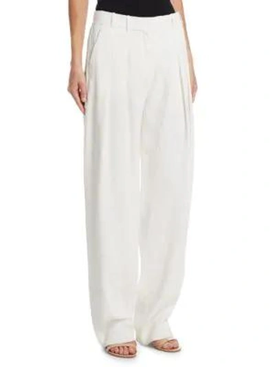 Shop Victoria Victoria Beckham Textured Two-pleat Pants In Ivory