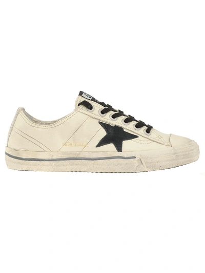 Shop Golden Goose V-star Sneaker In Cream Leather-navy Star