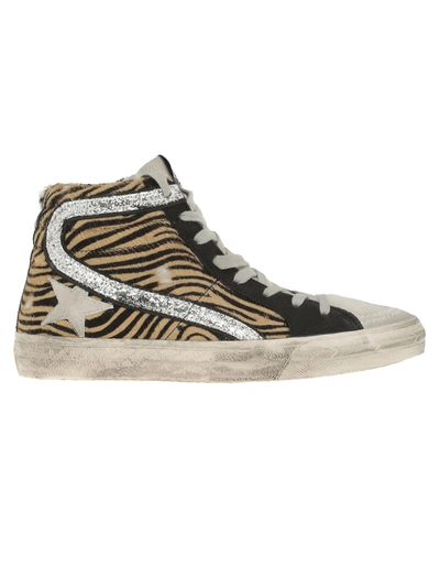 Shop Golden Goose Slide Sneaker In Coffee Zebra-ice Star