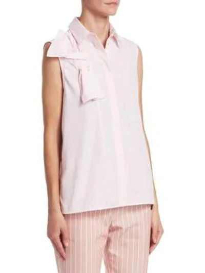 Shop Victoria Victoria Beckham Sleeveless Bow Blouse In Pale Pink