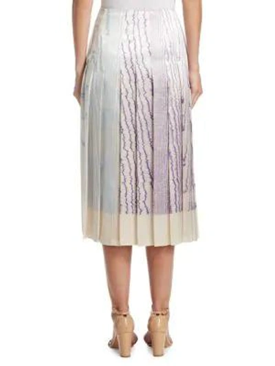 Shop Victoria Beckham Print Pleated Skirt In Purple Ivory Blue