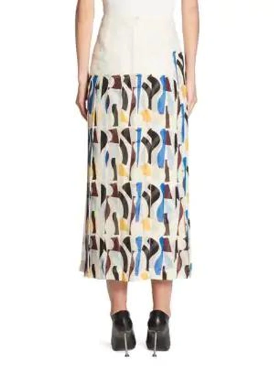 Shop Victoria Beckham Pleated Semi-sheer Skirt In Cream Multi