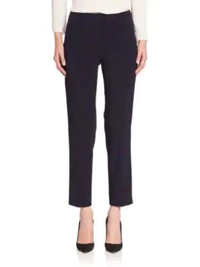 Shop Armani Collezioni Stretch Wool Pants In Dark Blue