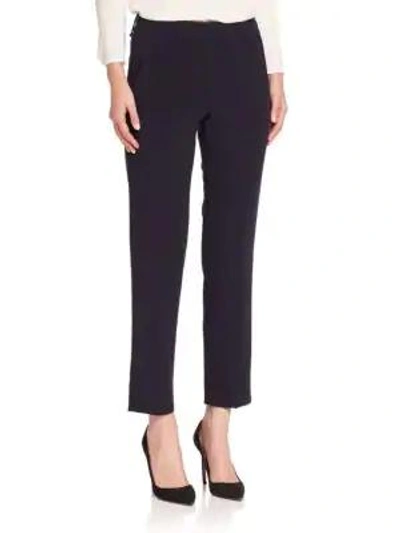 Shop Armani Collezioni Stretch Wool Pants In Dark Blue