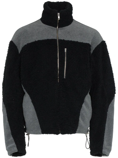 Shop Gmbh Black And Grey Zipped Fleece Jacket