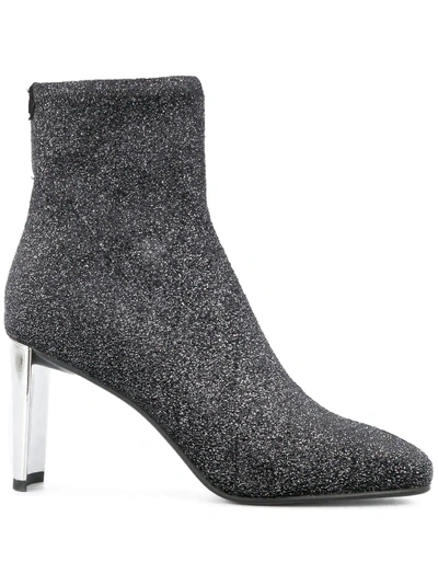 Shop Lola Cruz Glitter Ankle Boots - Black