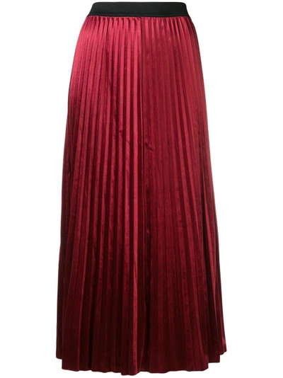 DKNY 长款百褶裙 - 红色