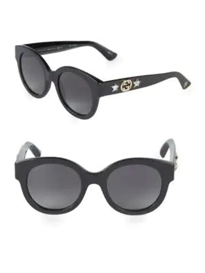 Shop Gucci 51mm Round Sunglasses In Black