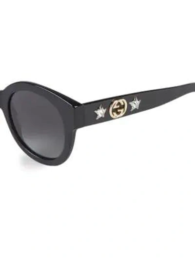 Shop Gucci 51mm Round Sunglasses In Black