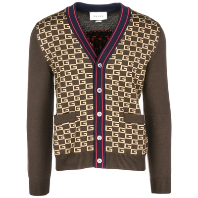 Shop Gucci Cardigan Men's Jumper Sweater Pullover In Brown