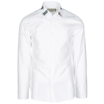 Shop Gucci Men's Long Sleeve Shirt Dress Shirt In White