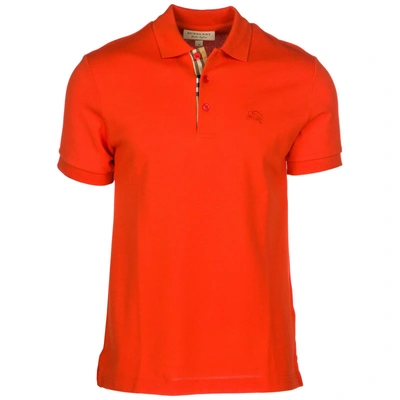 Shop Burberry Men's Short Sleeve T-shirt Polo Collar In Red