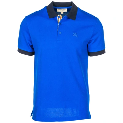 Shop Burberry Men's Short Sleeve T-shirt Polo Collar In Blue