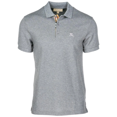 Shop Burberry Men's Short Sleeve T-shirt Polo Collar In Grey