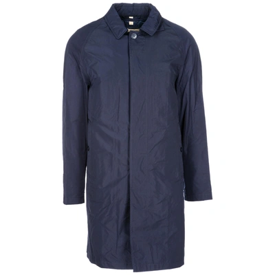 Shop Burberry Men's Coat Overcoat In Lana In Blue