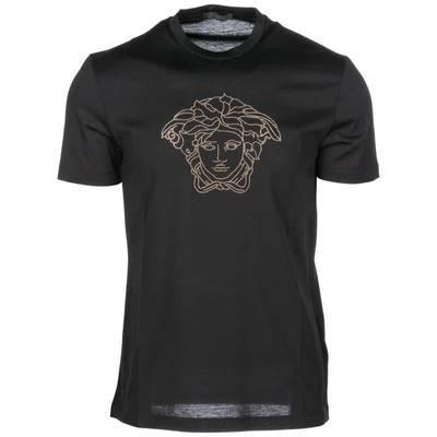 Shop Versace Men's Short Sleeve T-shirt Crew Neckline Jumper In Black