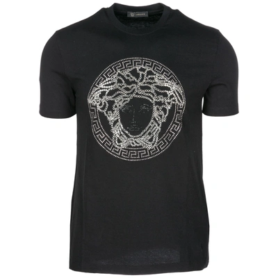 Shop Versace Men's Short Sleeve T-shirt Crew Neckline Jumper In Black