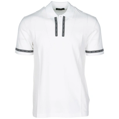 Shop Versace Men's Short Sleeve T-shirt Polo Collar In White