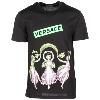 Shop Versace Men's Short Sleeve T-shirt Crew Neckline Jumper In Black