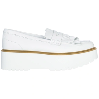 Shop Hogan Women's Leather Loafers Moccasins  H355 In White